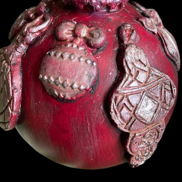 Handmade Christmas Ornament 3 inch one of a kind. Burgundy Ornament Bauble - Picture 4 of 5